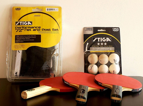 Kit Ping Pong Stiga. Malla, 3 Raquetas, 6 Pelotas