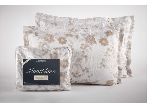Kit Colcha Montblanc Hibisco Creme Cotton Solteiro 180x230 Cor Marrom-claro Floral