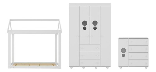 Quarto Infantil com Cama Montessoriana e Colchão Incluso Pimpolho Multimóveis MX4270 Branco