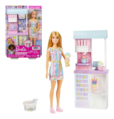 Barbie Profesiones Set De Juego Heladería Con Muñeca