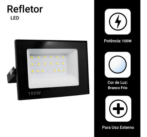 Kit 3 Refletor Led Holoforte 100w Bivolt Prova D Agua