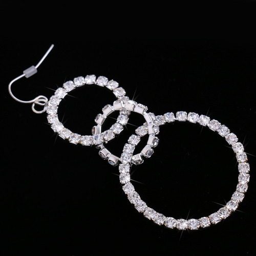 Festa De Noiva Delicado Strass Prata Cristal Três-anel