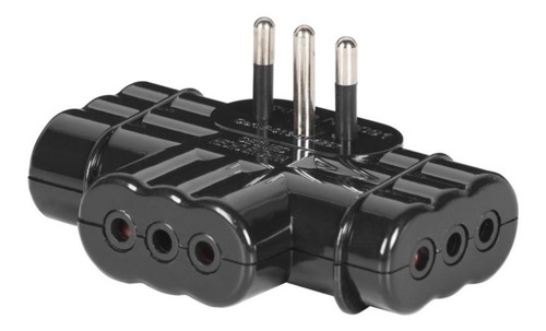 Adaptador Triple Plano 2p+t 10 A Negro