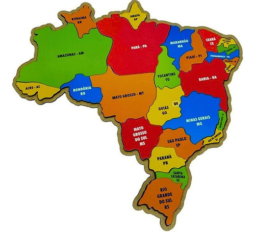 Quebra Cabeça Mapa Do Brasil Brinquedo Educativo 26 Peças