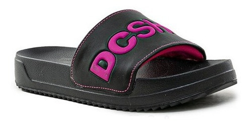 Ojotas Dc Shoes Modelo Slide Plataforma Negro Rosa Mujer