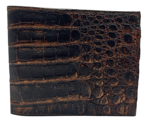 Cartera Billertera En Piel Exótica De Cocodrilo Cobre Terracota Escamas
