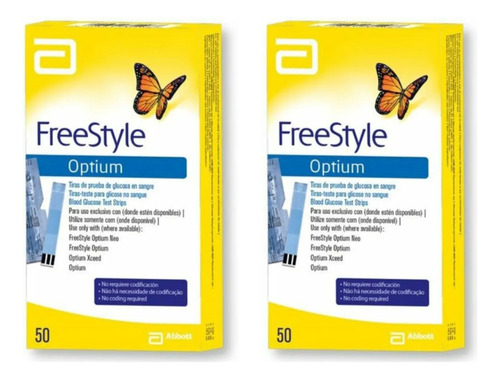 Tiras Para Teste De Glicose Freestyle Optium 100 Unidades Cor Sem Cor