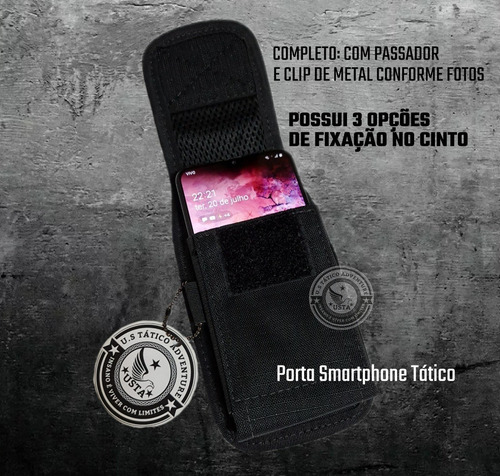 Imagem 2 de 8 de Porta Celular Smartphone Tático Policial Para Cinto Completo