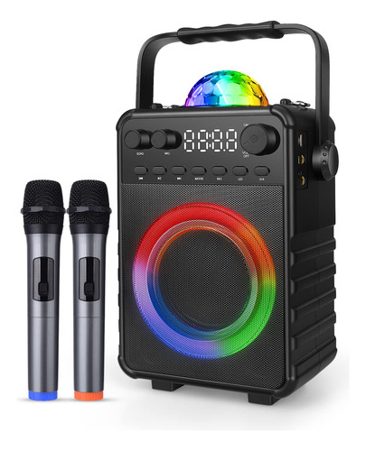 Amazmic Mquina De Karaoke Con 2 Micrfonos Inalmbricos, Siste