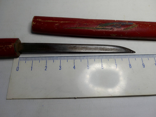 Antiguo Abre Cartas Espada Origen Japón . 18cm Total Rojo (Usado)