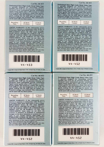 4 Cassette 8mm Grabar Video Cinta Magnética Virgen Kct (Usado)