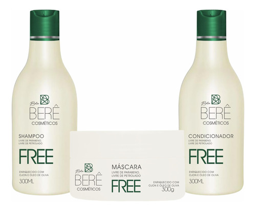 Kit Free Capilar Shampoo Condicionador Máscara