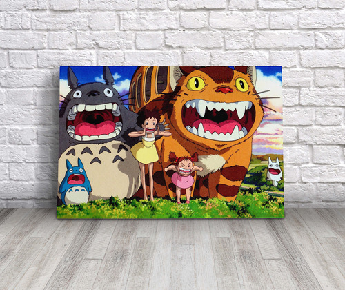 Cuadro Mi Vecino Totoro Gato Bus Ghibli Anime Canvas 45x30