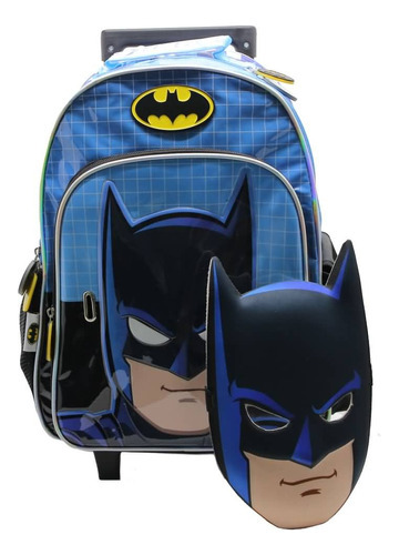 Mochila Escolar Carros Liga De La Justicia Batman Mascara 16 Color Azul