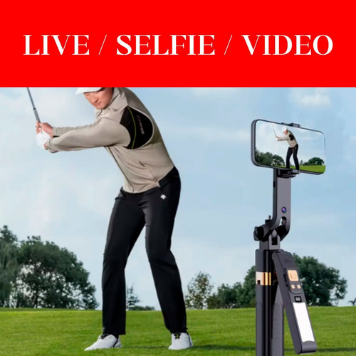 Sistema De Tripode Y Palo Selfie 2 En 1 Luz Control Remoto Negro