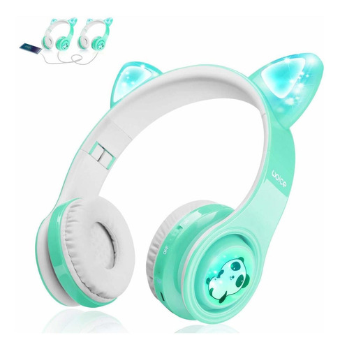 Auriculares  Para Niños, Orejas De Gato Con Luz Led, A...