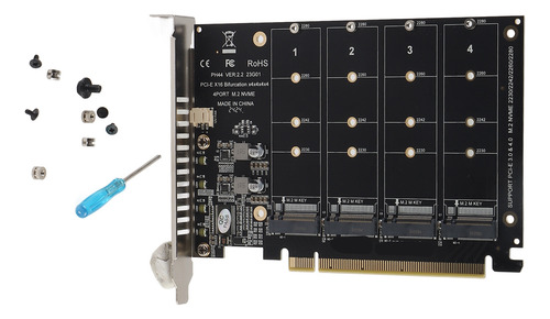 Tarjeta De Adaptador 4 Puerto M.2 Nvme Ssd A Pcie X16 M Key