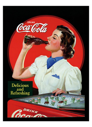 Póster Papel Fotográfico Vintage Retro Cocacola Cocina 80120