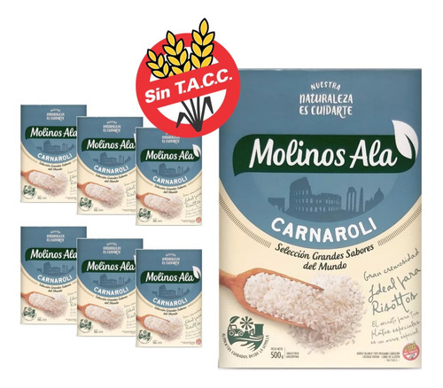 Arroz Carnaroli Para Risotto Sin Tacc Molinos Ala 500 Gr X6