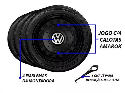 Calota Centro Roda Ferro Vw Aro 14 Modelo Amarok 4 Furos