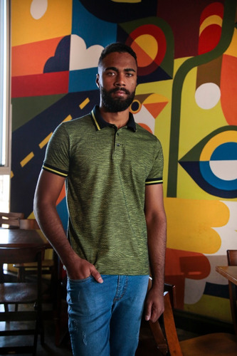 Imagem 2 de 7 de Camisa Polo Malha Verde Lima Jota Jota Camisaria