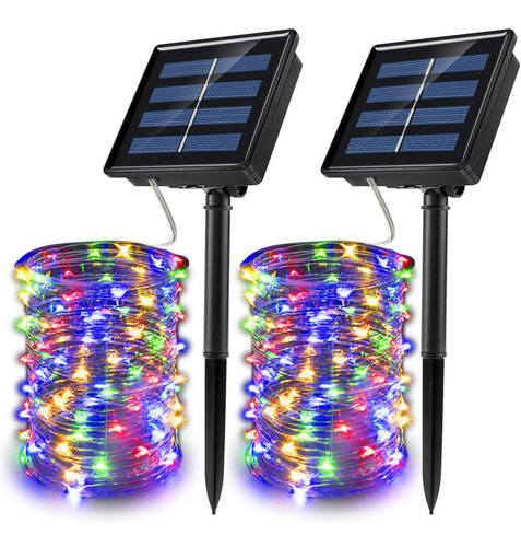 Paquete De 2 Luces Solares De 20 M Para Navidad, Fiesta, Bod