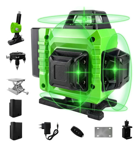Nível Laser Verde 16 Linhas War Shark 360° Autonivelante + 2 Baterias