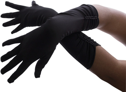Guantes Negros Lisos Largos Plisados Para Dsifraz