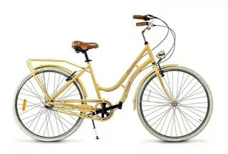 Bicicleta urbana femenina Raleigh Classic Lady R28 3v frenos v-brakes color beige con pie de apoyo