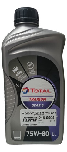 Aceite Grasa De Caja Total Traxium Gear 8 75w 80 1 Litro