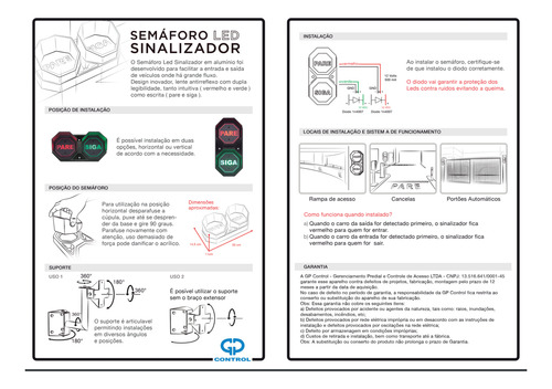 Semáforo Siga-pare Led Sinalizador Gp Control
