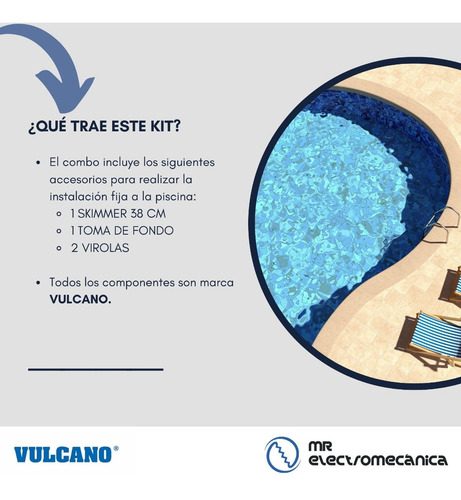 Imagen 2 de 10 de Kit Hormigón Skimmer 38cm + Toma Fondo + 2 Virolas Vulcano