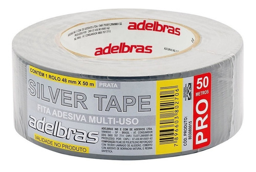 Fita Silver Tape Adelbras 48 X 50m Cinza 803080015 C327522