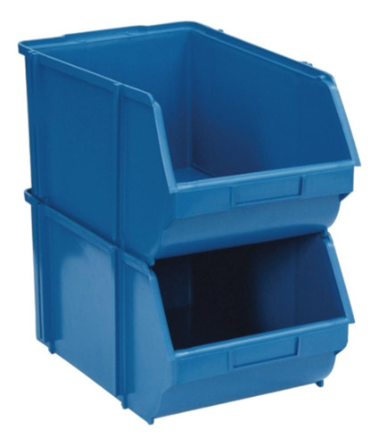 Gaveta Plastica Bin N8 Azul Empilhavel 6 Peças