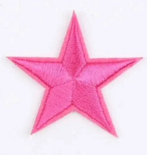 10 Pzs Estrellas Bordada Rosa Fucsia Aplicacion Parche 4.5cm