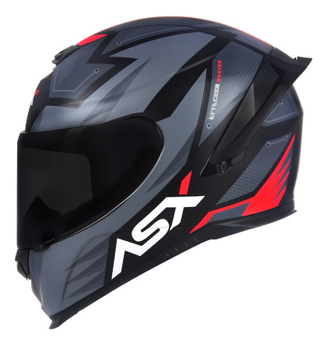 Capacete Asx Eagle Racing Attacker Cinza Fosco+ Viseira Fumê Tamanho do capacete 54 / XS
