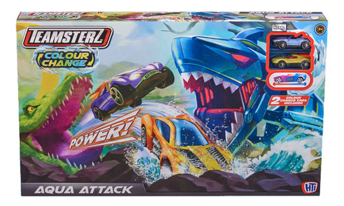 Imagen 2 de 3 de Teamsterz Pista Aqua Attack +2 Autos Colour Change Color Celeste