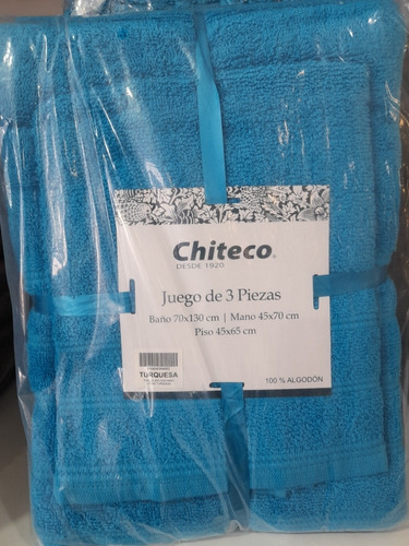Toalla Chiteco Algodon 100% Pack 3 Und