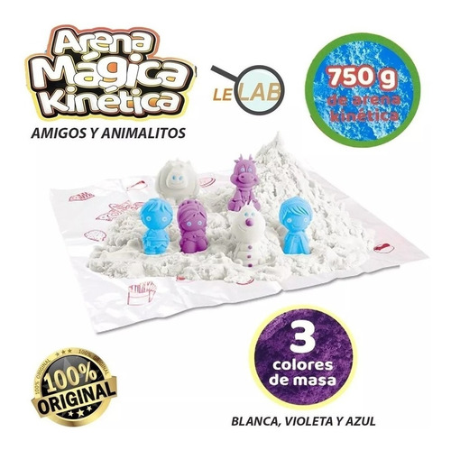 Arena Kinetica 3 Colores Amigos Y Animales 750g Moldes Cuota