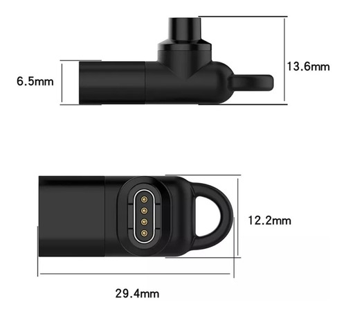 Imagen 2 de 4 de Adaptador Carga Reloj Garmin / Tipo C / Negro