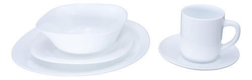 Vajilla De 20 Pzs Moderna De Vidrio Opal 4 Personas Blanco Vajilla Cuadrada