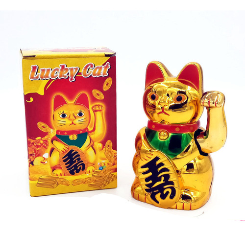 Golden Cat Gold Maneki Neko Cute Lucky Cat Electric De 6 Pul