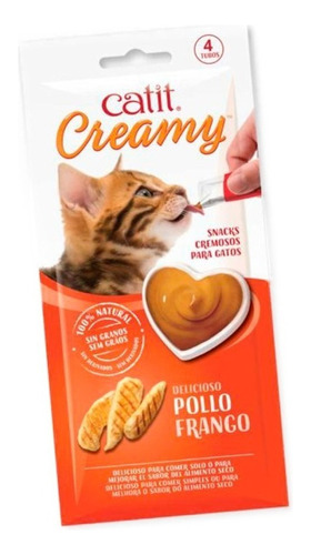Snacks Premium Para Gatos Catit Creamy Sabor Pollo 4 Tubos