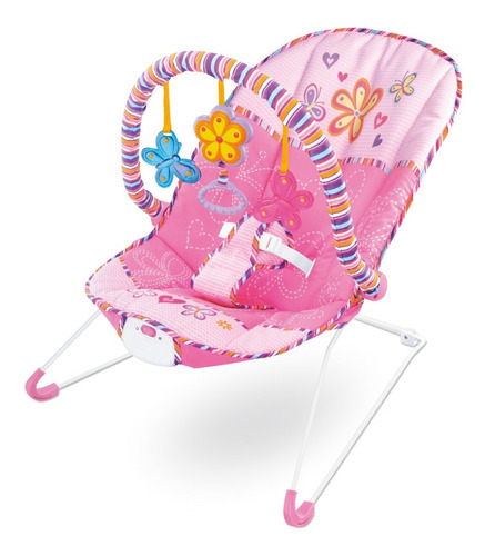 Cadeira Cadeirinha Bebe Musical Descanso Vibratoria Macia Cor Rosa