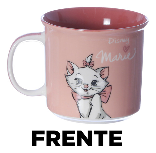 Caneca Tom Em Cerâmica Gata Marie Disney 400ml Zona Criativa Cor Rosa