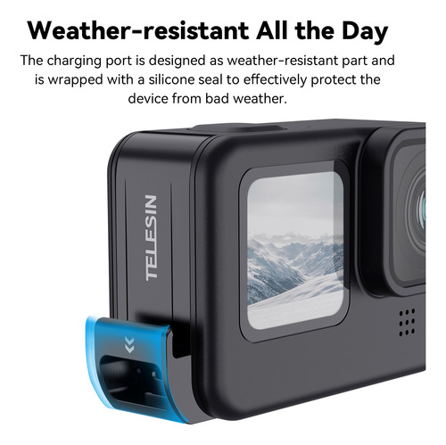 Carga Tipo-c Telesin Impermeable Para Gopro Hero 12/11/10/9