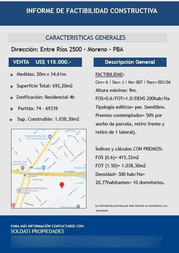 Imagen 1 de 8 de Venta Terreno Moreno Norte - Zona Oeste