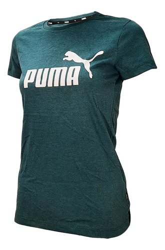 Remera Puma Essentials Logo Heather Moda Vrd Lt/bca Mujer