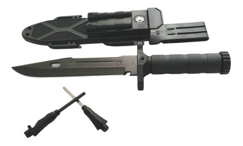 Imagen 6 de 6 de Cuchillo Tacico Supervivencia Pedernal Brújula Funda Rígida