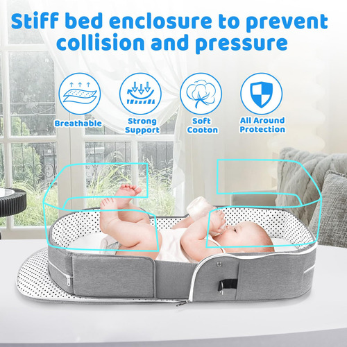 Moisés De Viaje Portátil Para Bebé Plegable Con Mosquitera